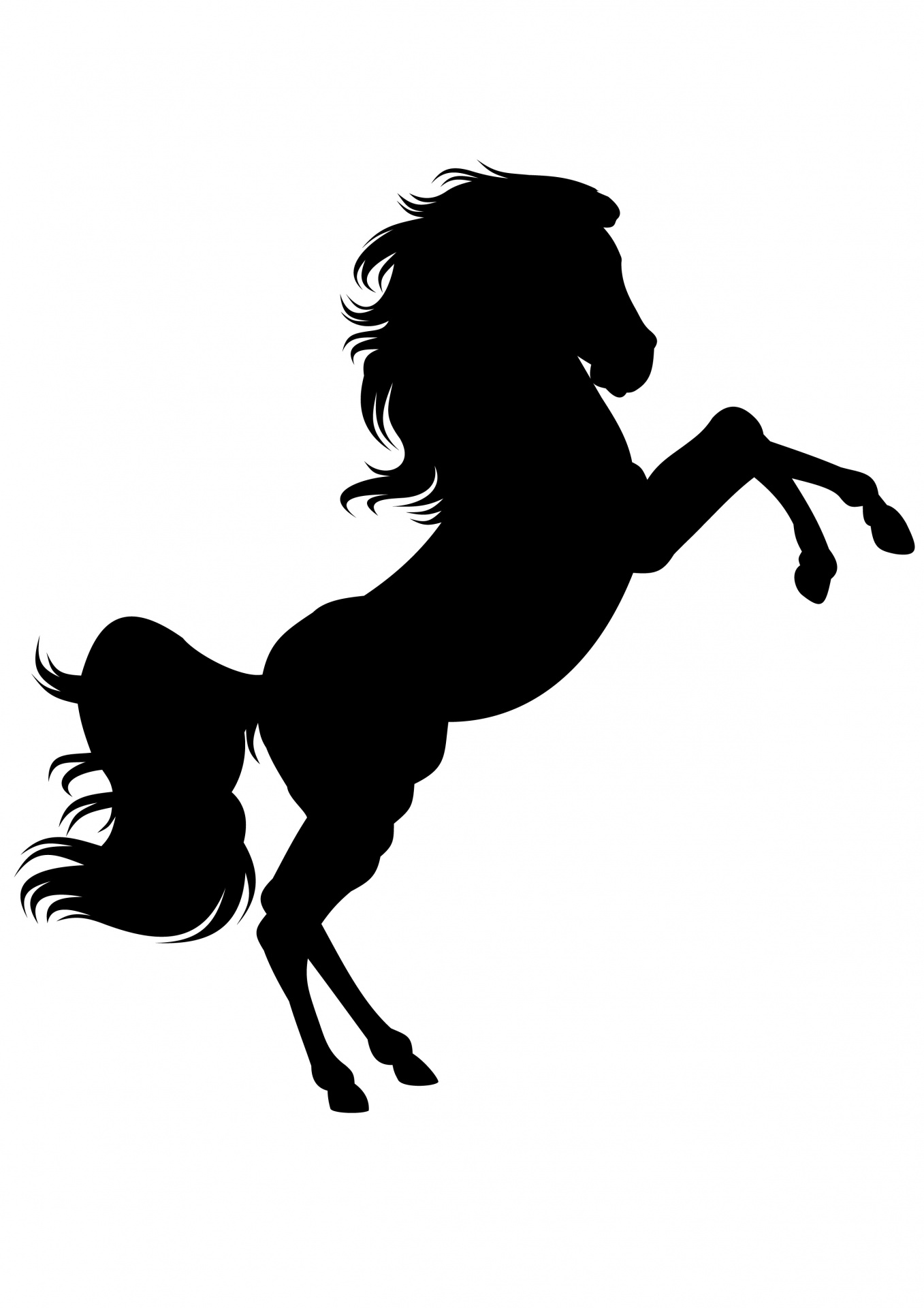 Horse Rearing Black Silhouette