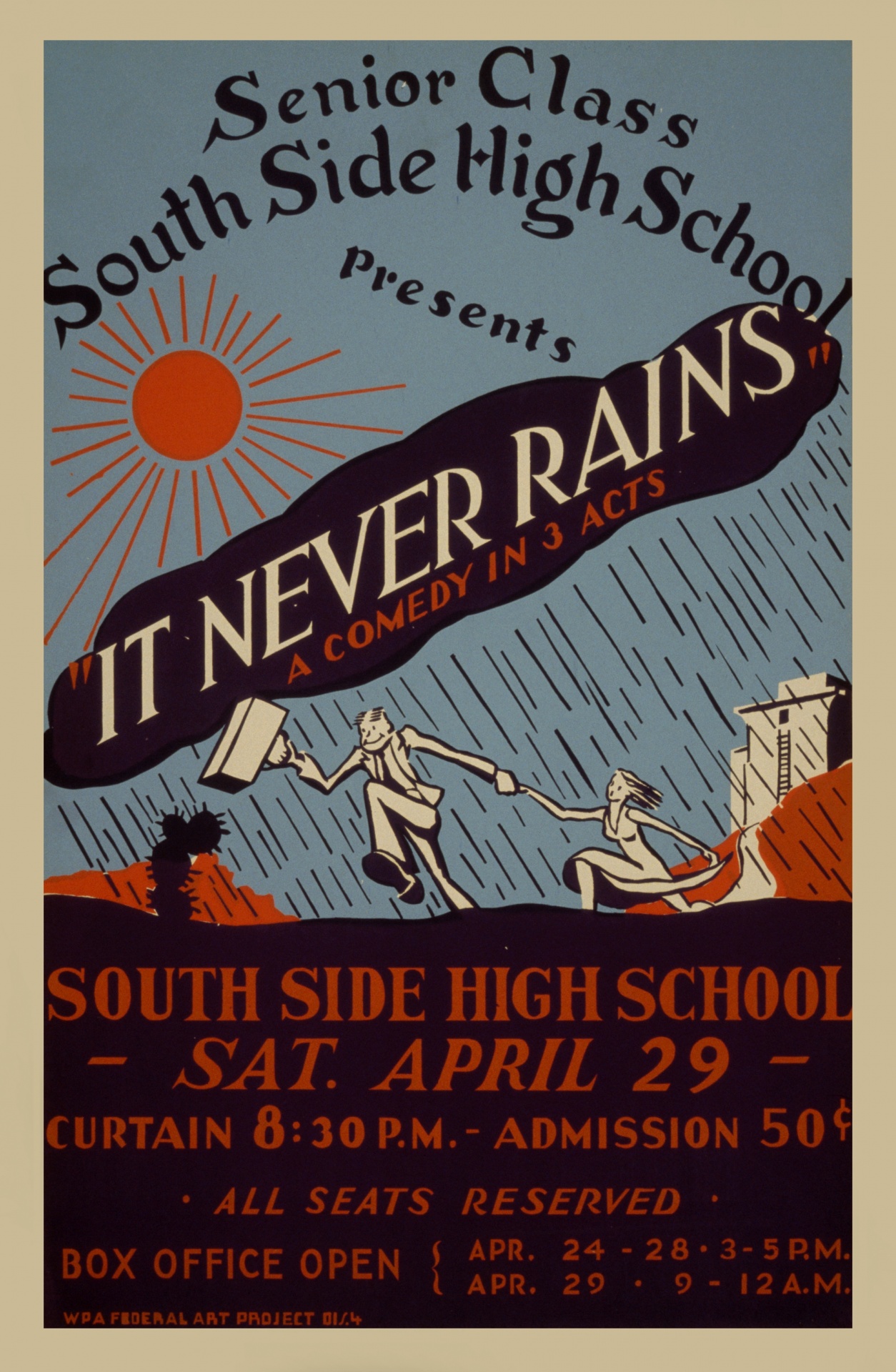 It Never Rains Vintage Poster