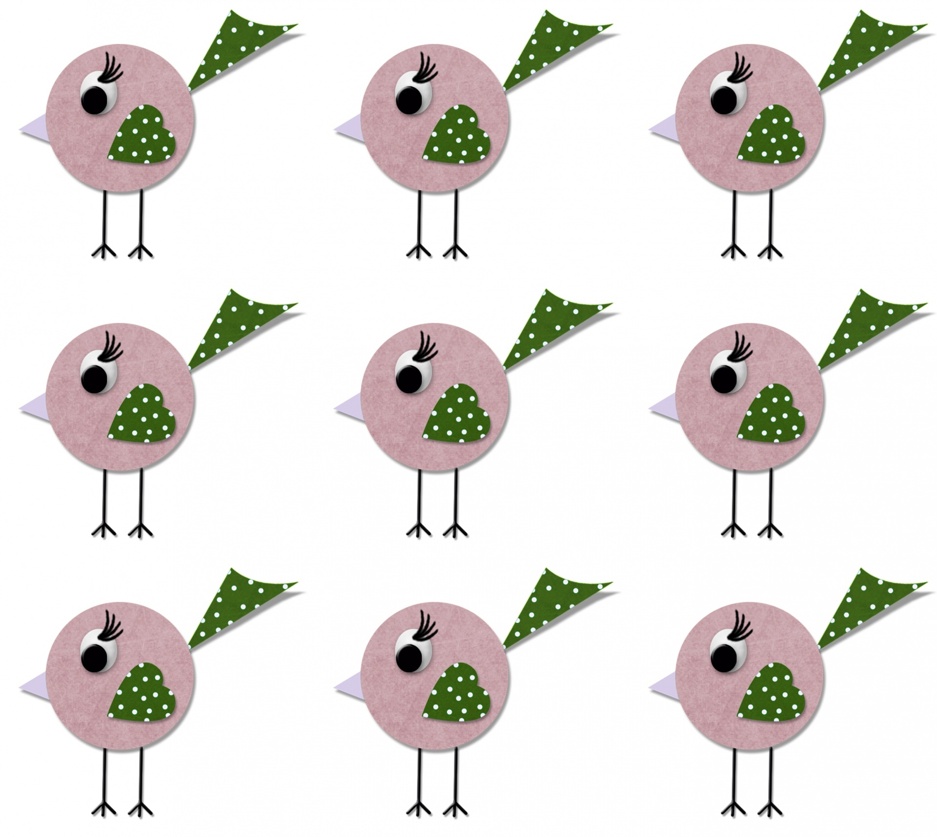 Lila verdes pássaros Dots