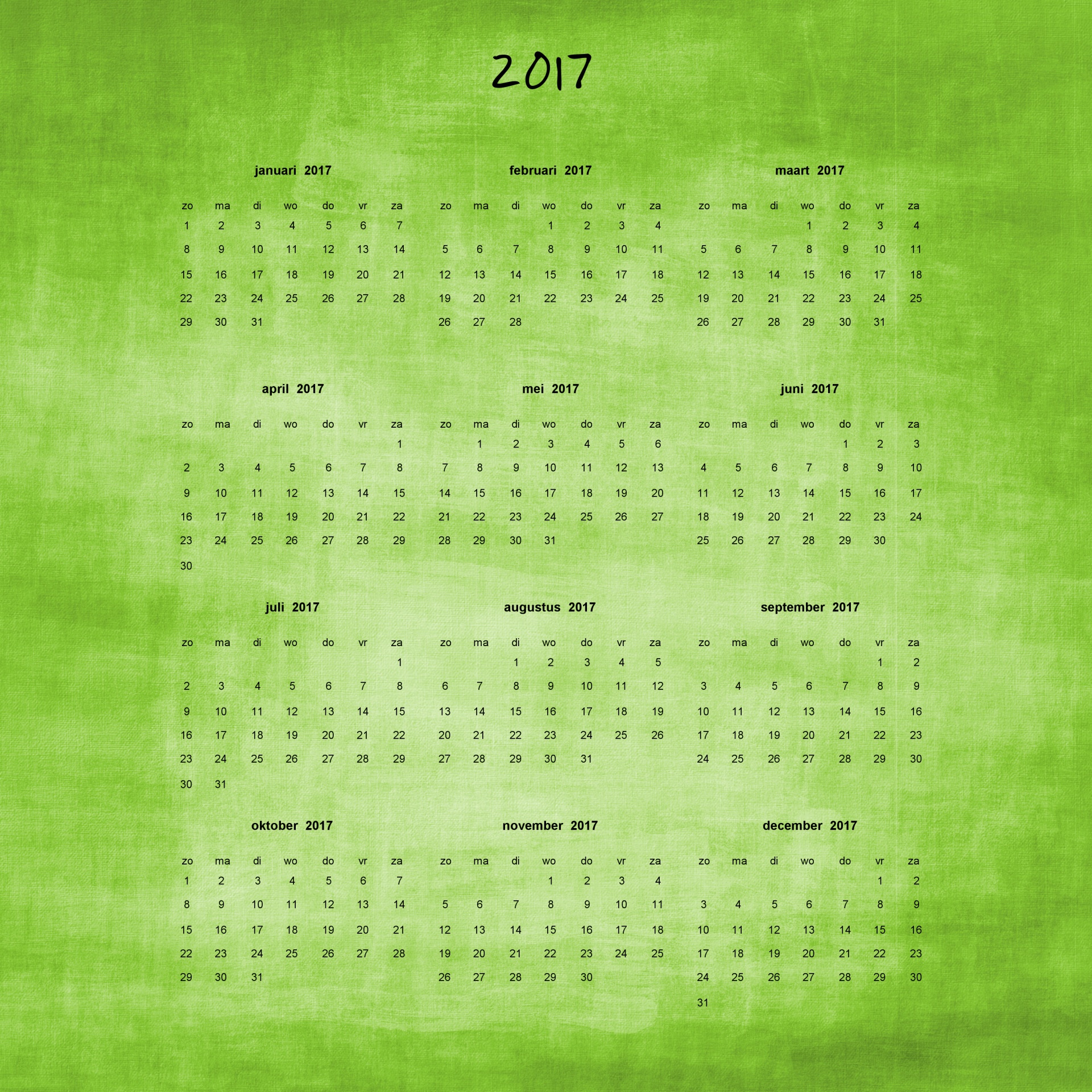 Calendário Holandês 2017