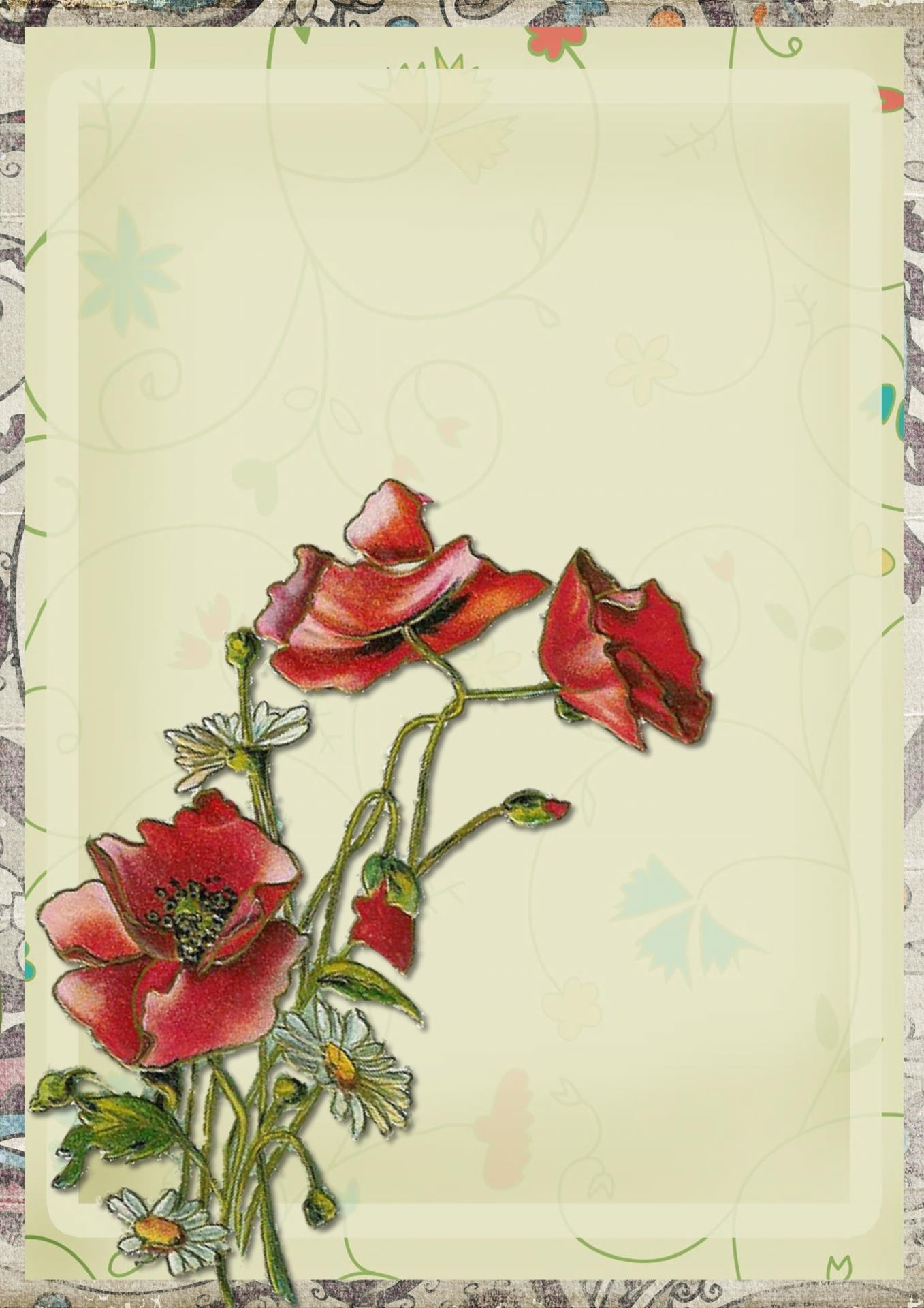 Poppy Flower Collage Digital