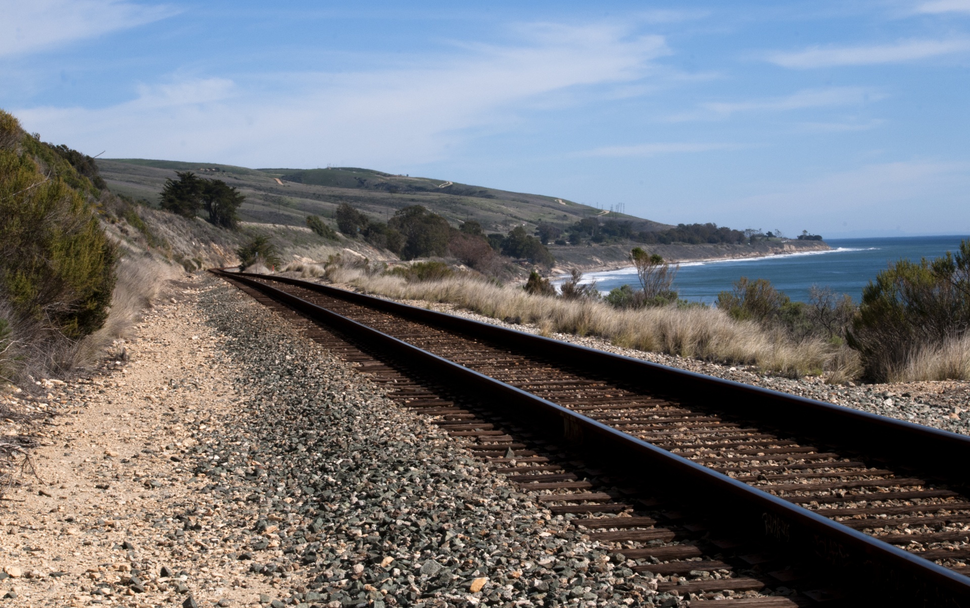 Railroad Tracks Along The Sea