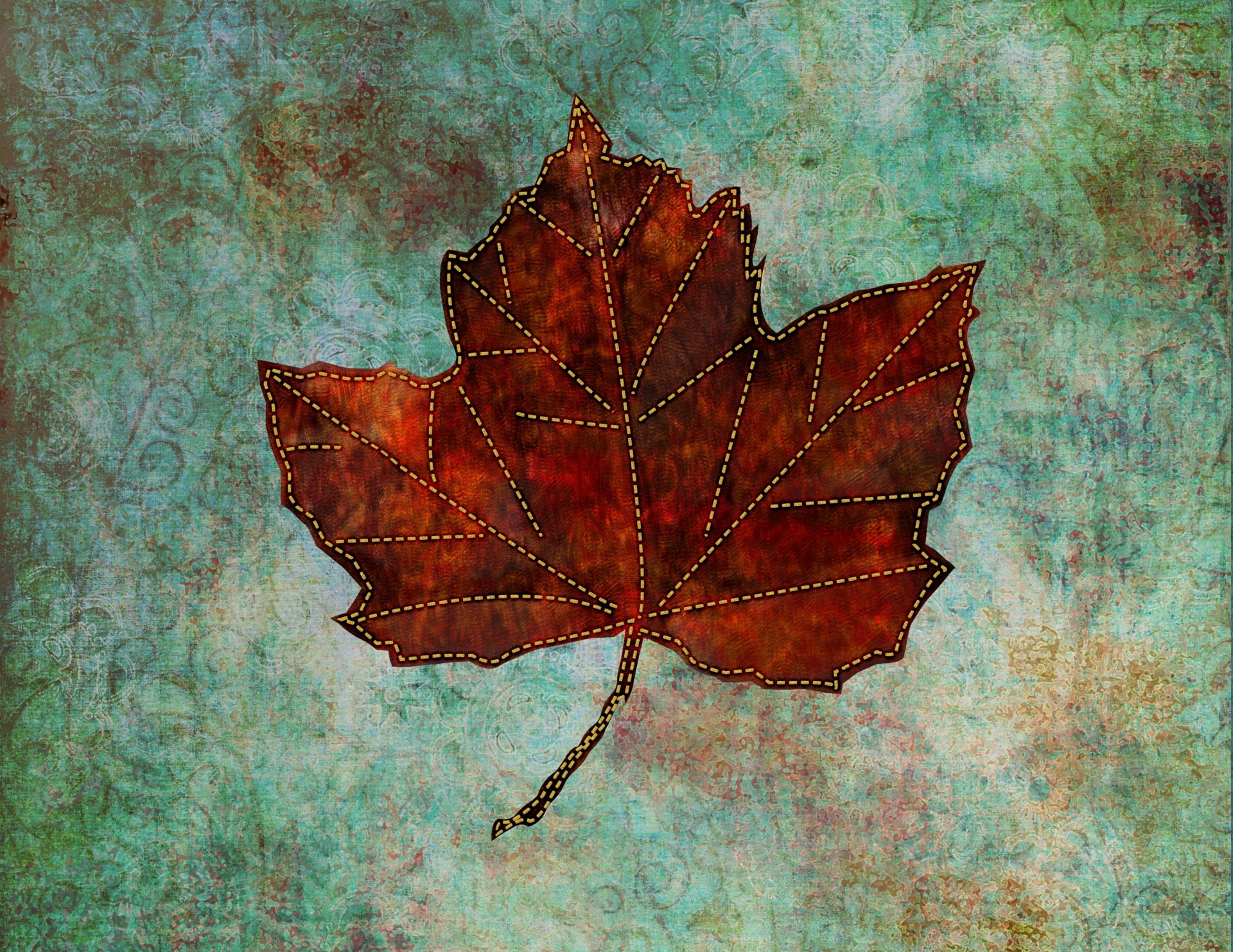 Fantasy Red Autumn Leaf