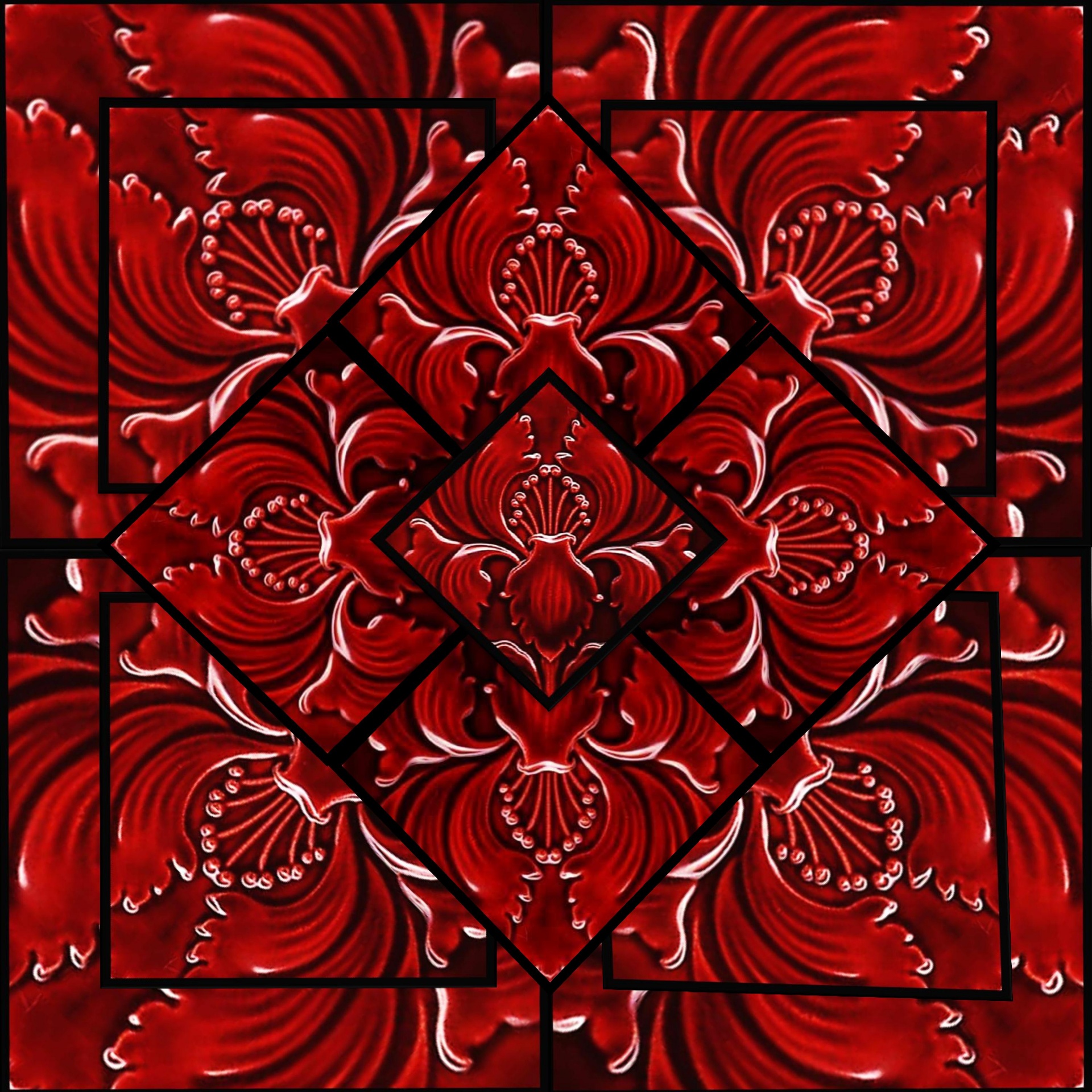 Red Tile Art Background