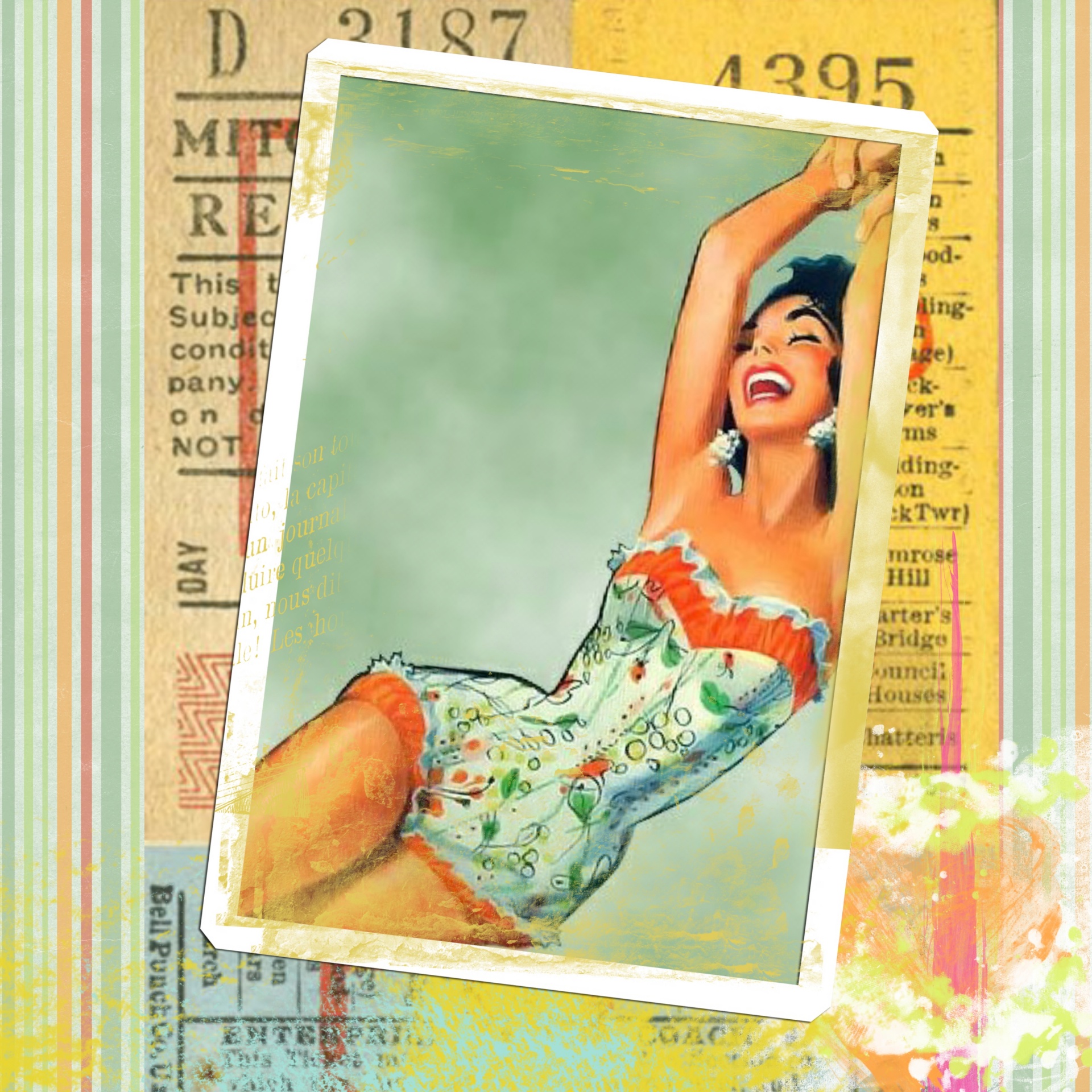 Retro Pin-up lady Sztuka Collage