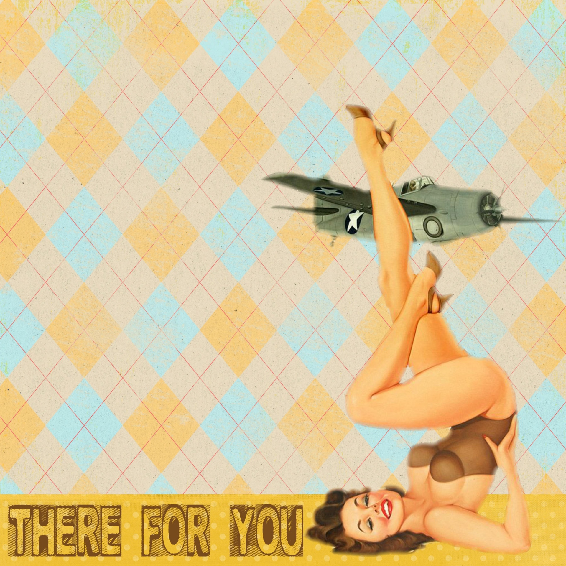 Retro Pin-up Lady Art Collage válka
