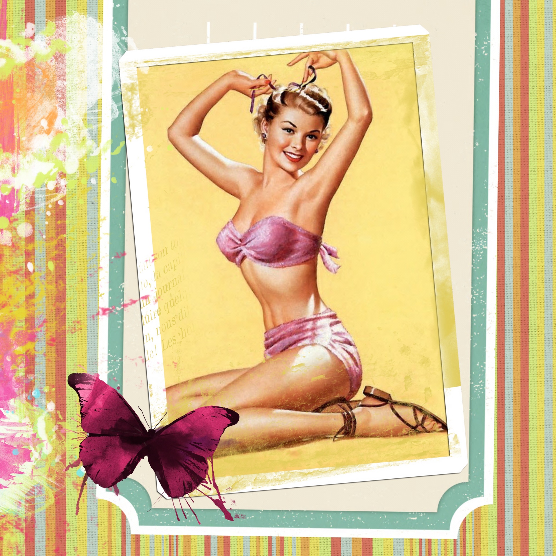 Retro Pin-up Lady Butterfly Sexy