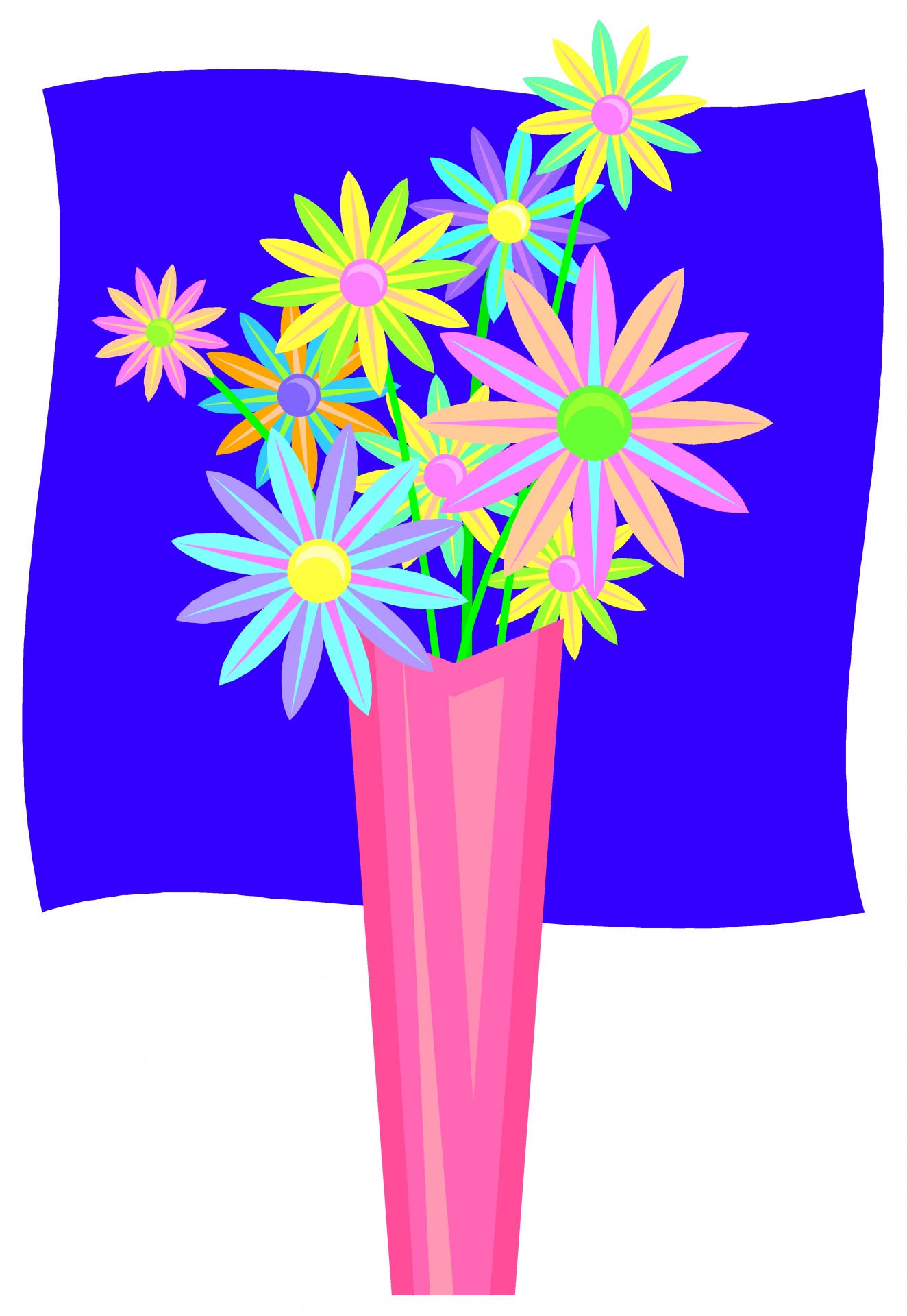 Vaso rosa com flores