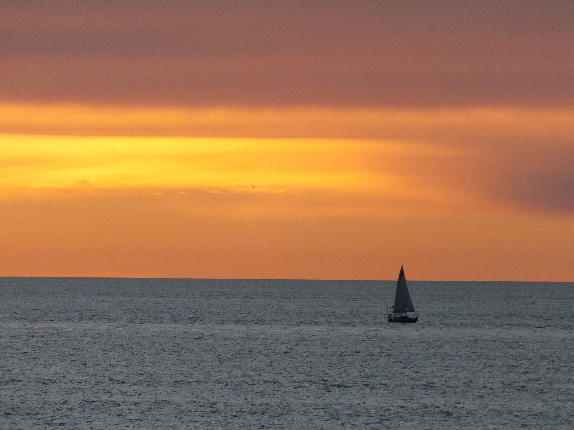 Vela en la puesta del sol Barco