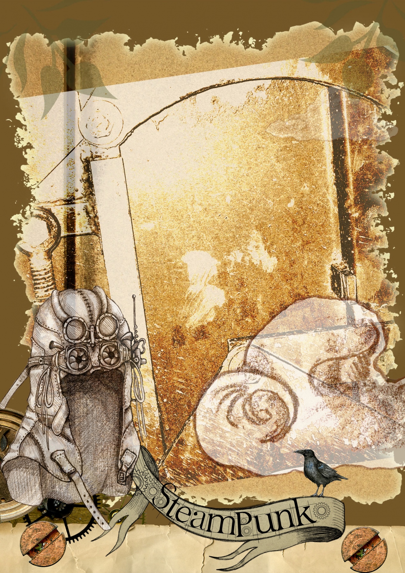 Steampunk Background Art Collage