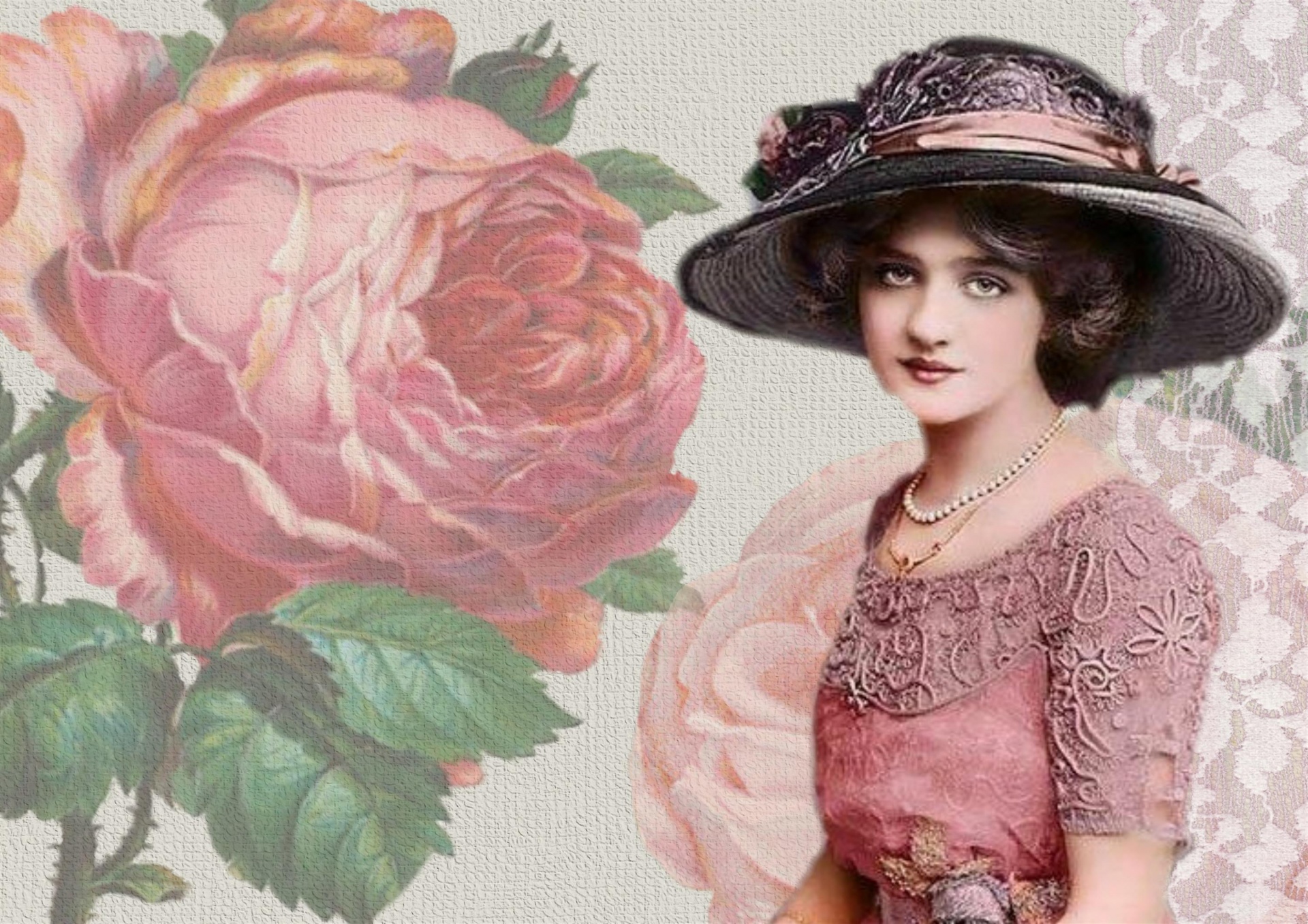 Викторианский Lady Vintage Art Коллаж