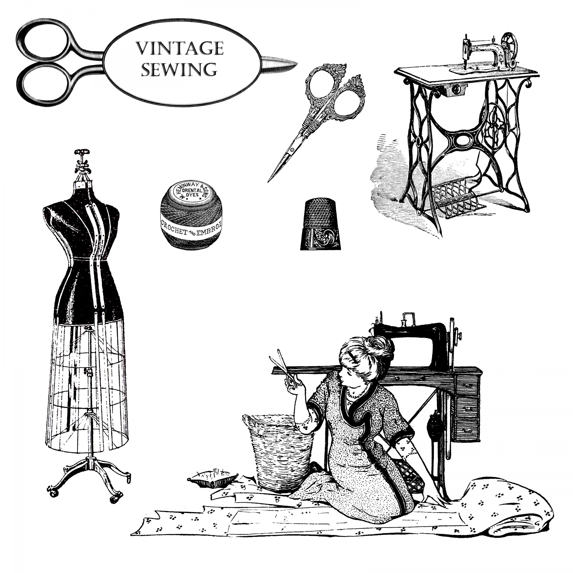 Vintage Dressmaking Clipart