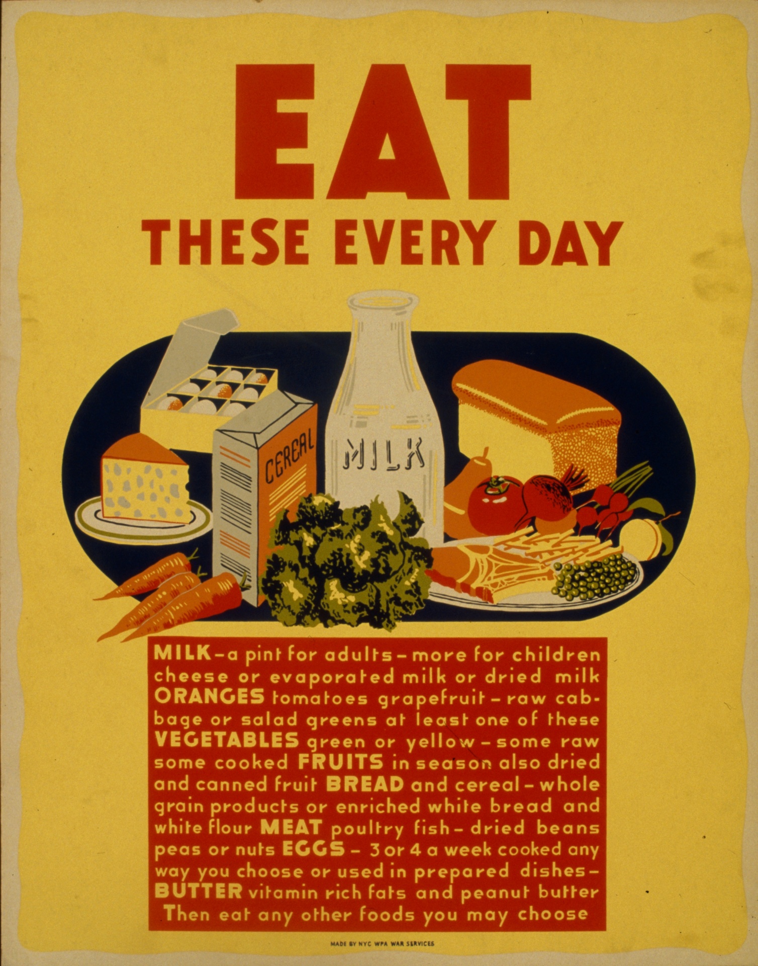 Poster da comida do vintage