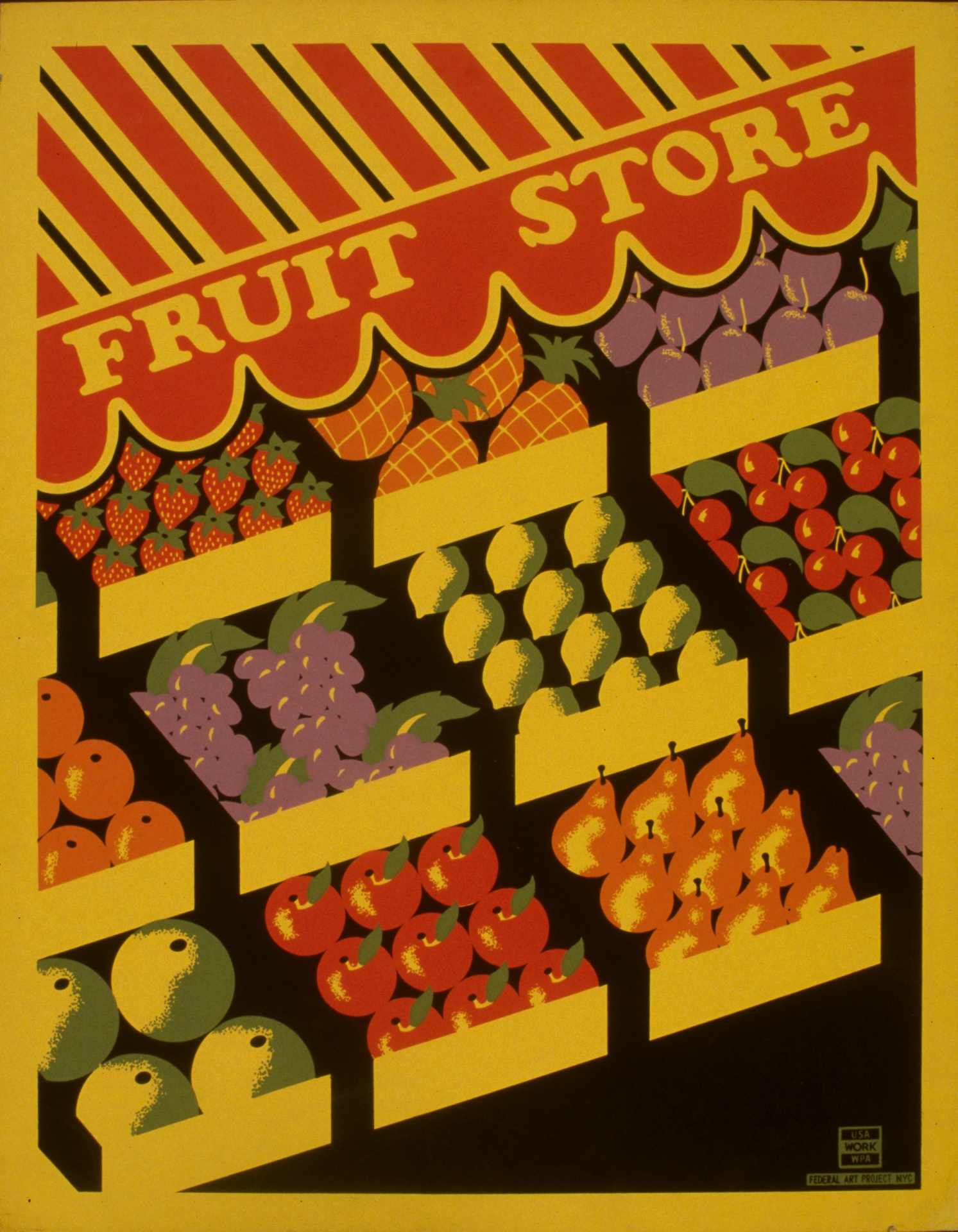Cartel de la vendimia de la fruta tienda
