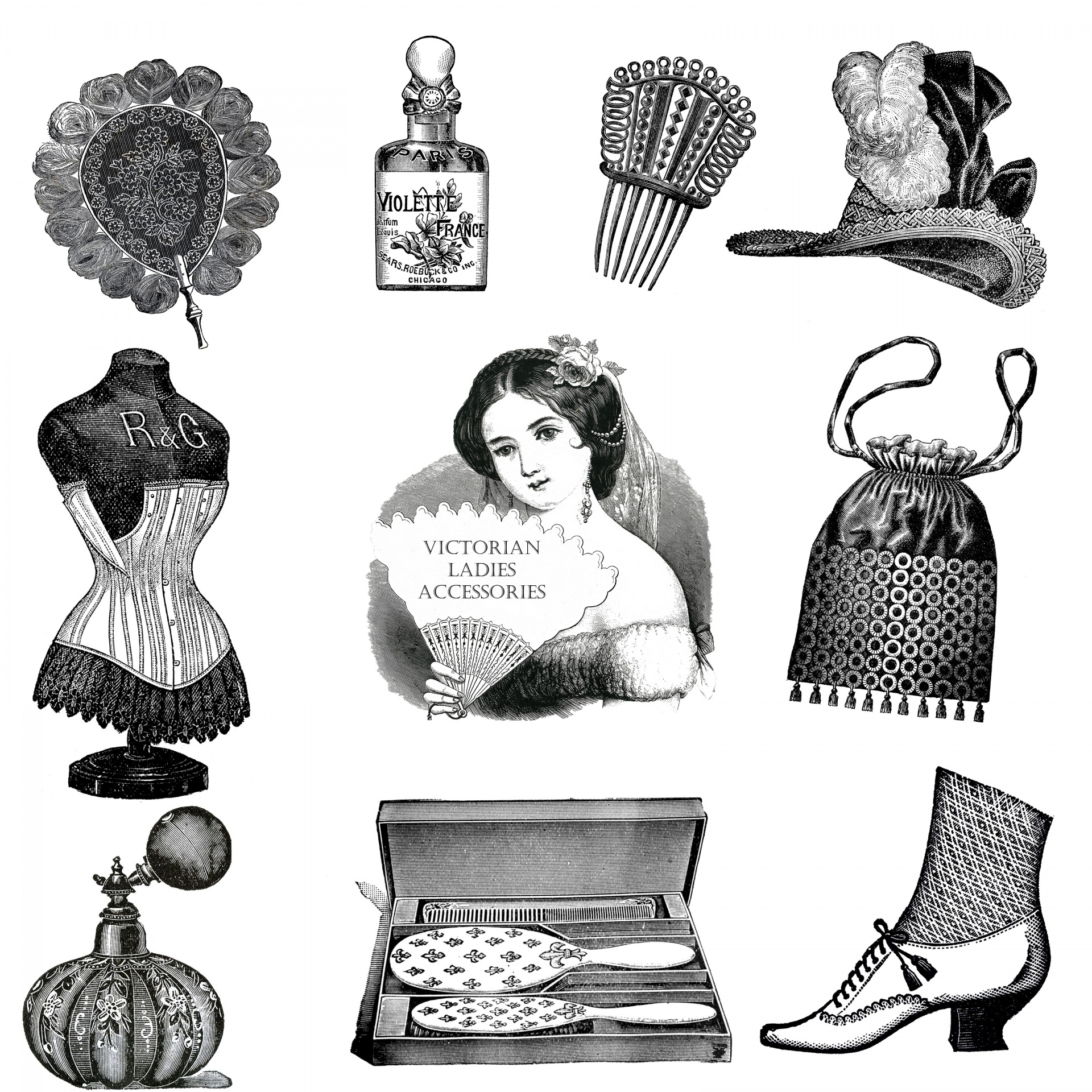 Vintage Ladies Accessories Clipart