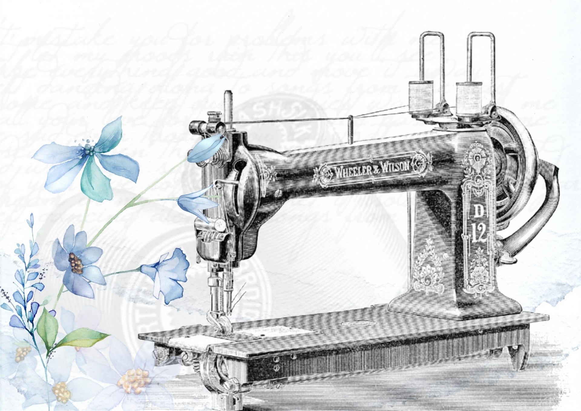 Collage Art Máquina de costura do vintag