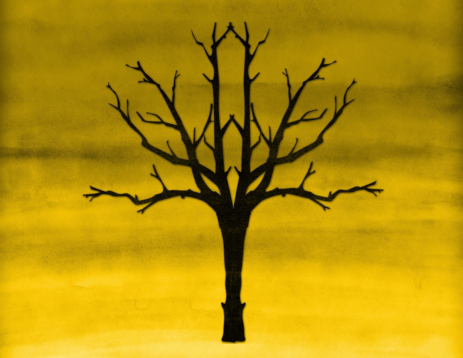 木と黄色の背景
