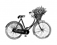 Bicicletă flori Vintage Clipart