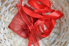 Red ribbon in basket