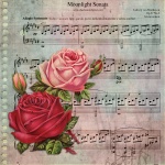 Scrapbook-Seite Blumen-Musik-Blatt