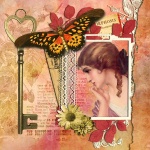 Vintage Frame Key Papillon Lady