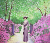 Vintage Señora jardín del rododendro