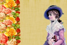 Vintage Lady Roses Background