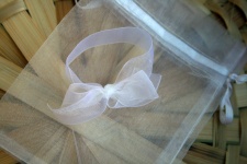White organza bow and gift bag