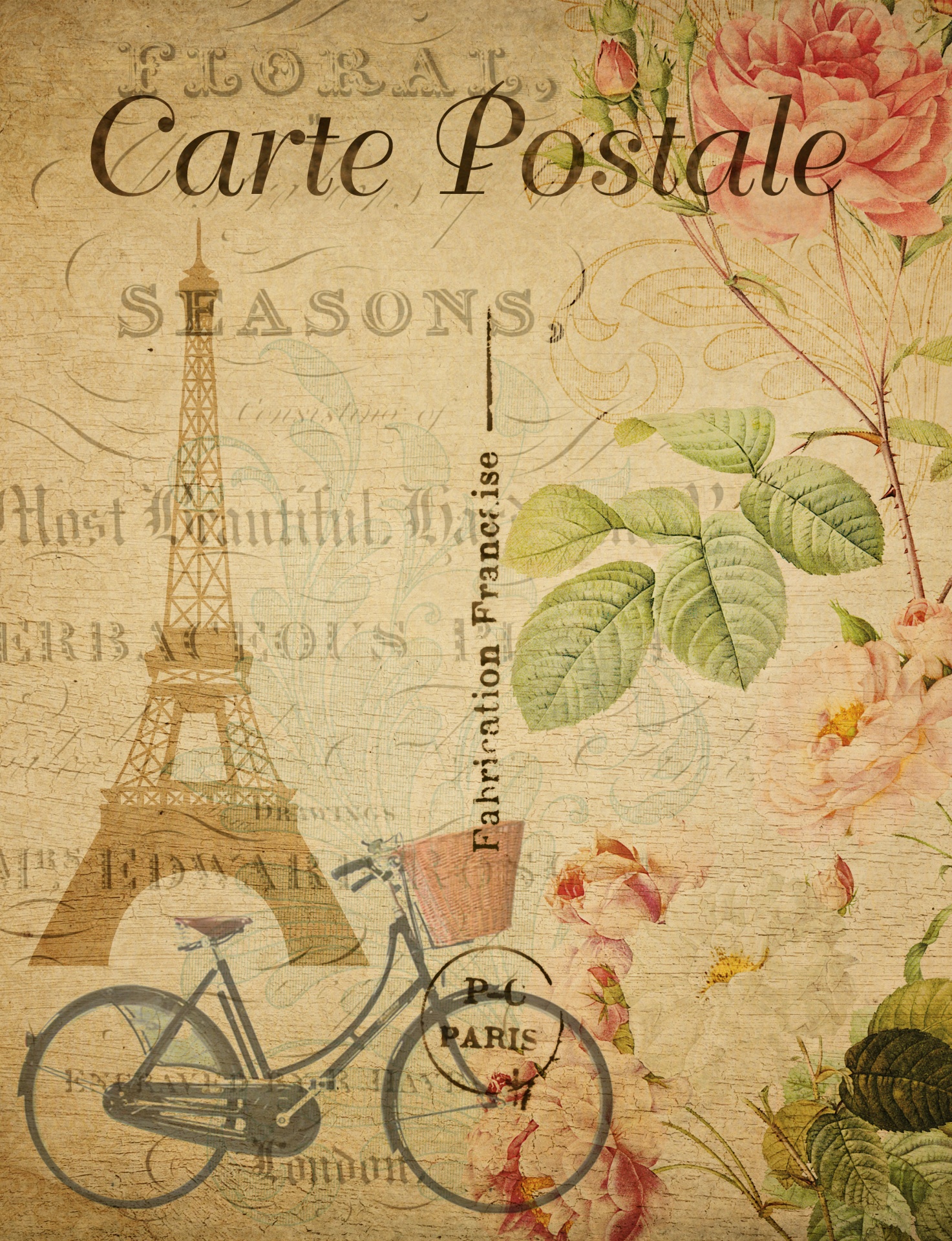 Vintage Postcard Eiffel Tower