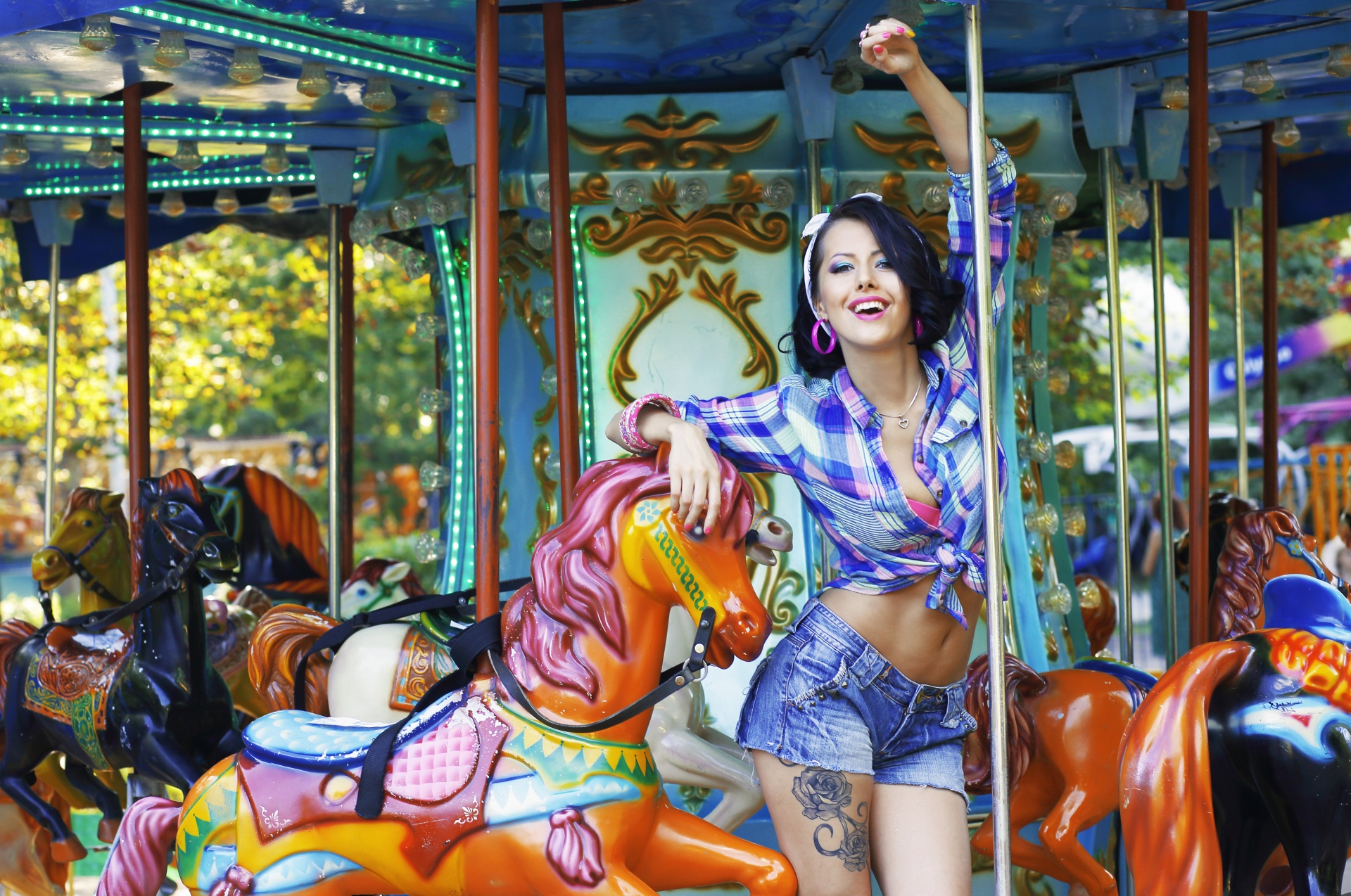 young-woman-on-a-carousel-free-stock-photo-public-domain-pictures