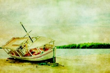 Barco encalhado Ilustração Vintage
