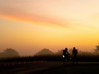 Cyclistes à l'aube