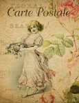 Menina Com Vintage Rosas Cartão Postal