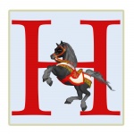 Letter H, Horse Illustration