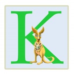 Letter K, Kangaroo Illustration