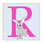 Letter R, Rabbit Illustration