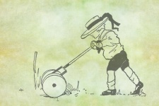 Mowing Lawn Vintage Illustration