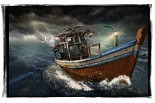 Old Boat In Storm