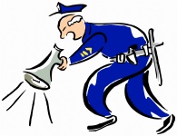 L'officier de police et mégaphone