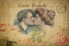 Pareja romántico de la postal de la vend