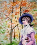 Background Lady Woodland Vintage