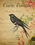 Flores do pássaro do cartão do vintage