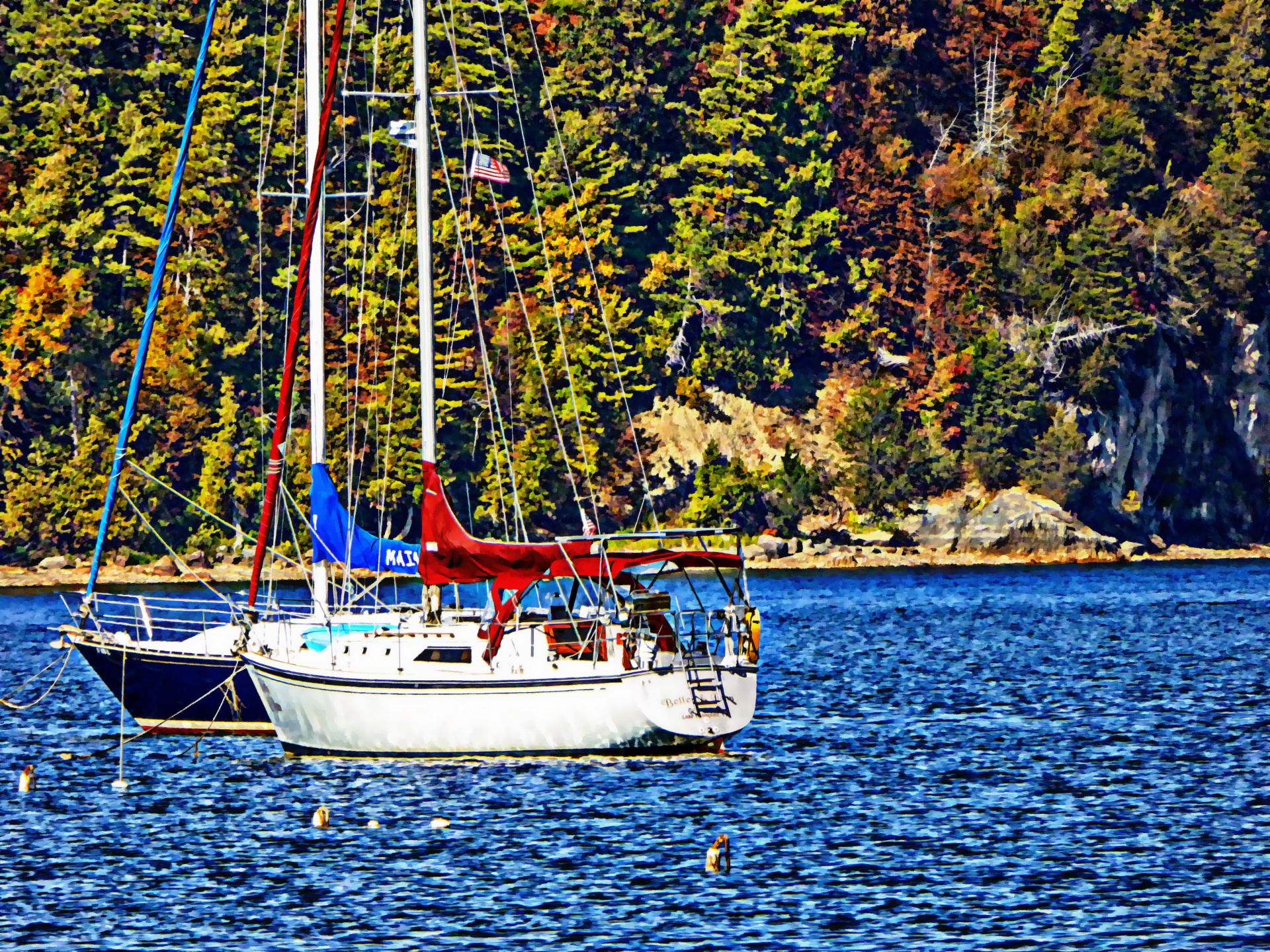 sailboats on lake