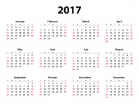 2017 naptár