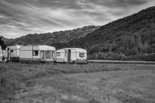 Old Caravan Parked In A Campsite