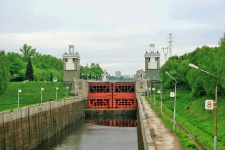Water canal with gate in moscow