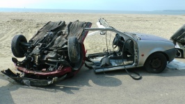 Wrecked Car On The Beach