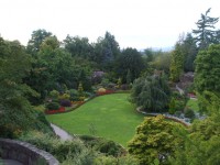Vacker och panoramautsikt trädgård