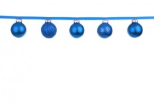 Blue baubles on a ribbon