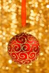 Christmas bauble on gold